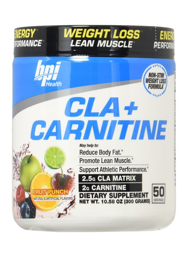 BPI SPORTS CLA + Carnitine Non-Stimulant Weight Loss Supplement Powder - Fruit Punch