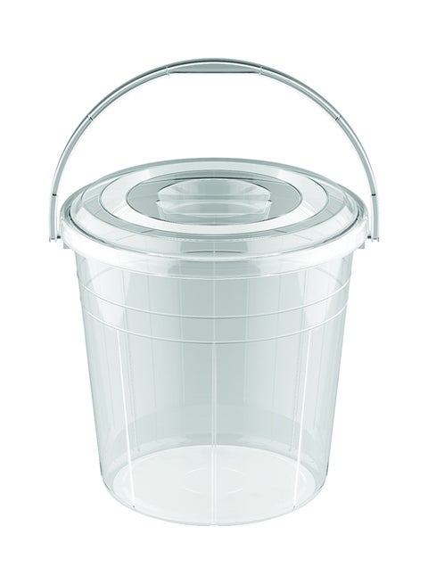20L Round Plastic Bucket With Lid & Handle (Transparent) Transparent