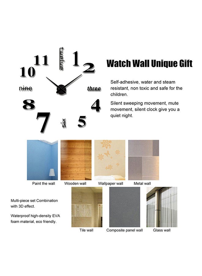 أوتاد ملصق حائط دي آي واي إيفا ثلاثي الأبعاد على هيئة ساعة مضاد للمياه أسود - Image 5