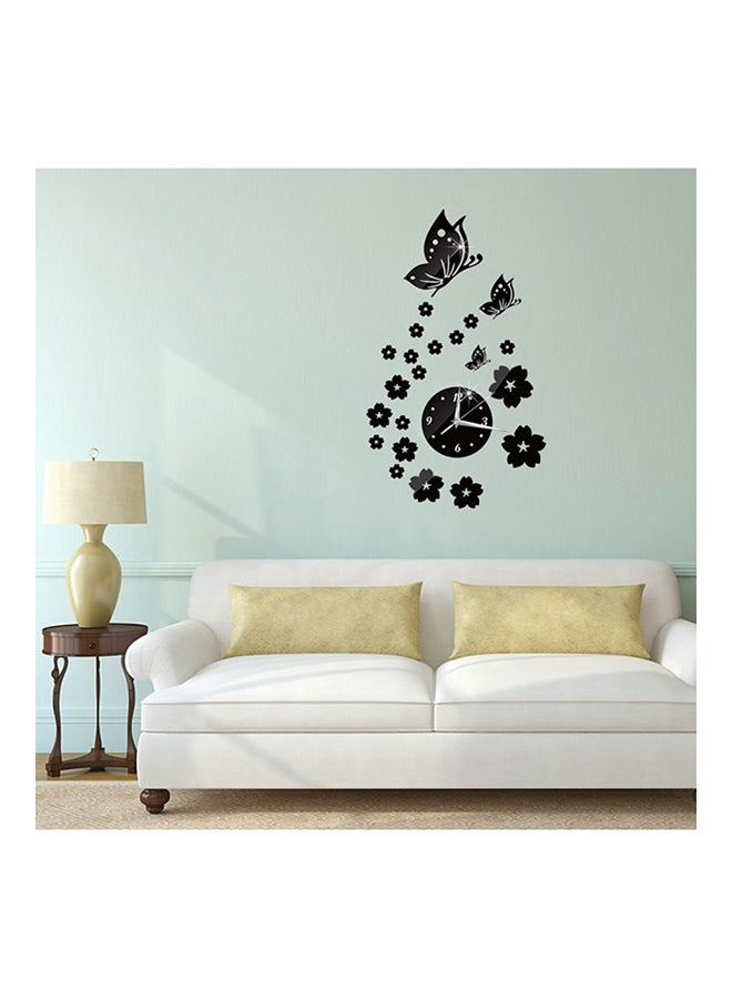 OUTAD 3D Mirror Clock Wall Stickers Black - Image 2