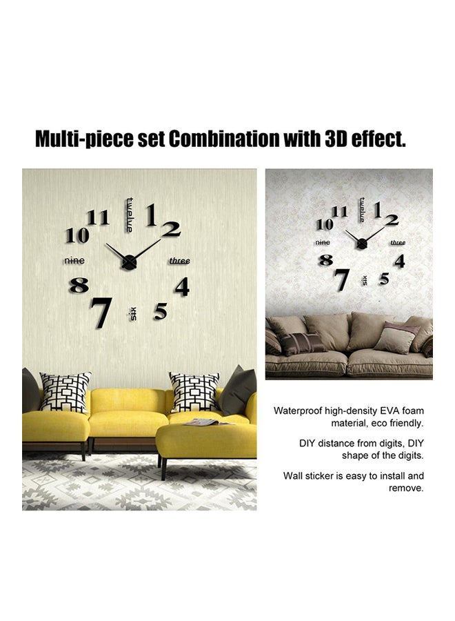 أوتاد ملصق حائط دي آي واي إيفا ثلاثي الأبعاد على هيئة ساعة مضاد للمياه أسود - Image 4