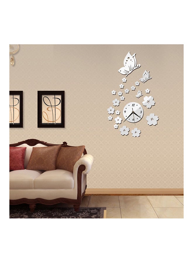 OUTAD Mirror 3D Clock CA005 Wall Stickers Silver - Image 2