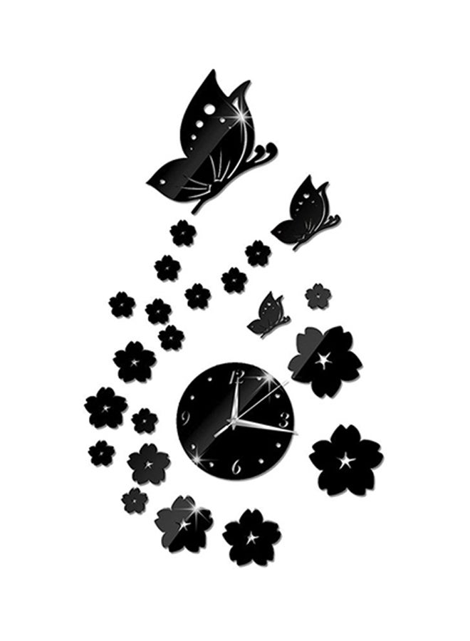 OUTAD 3D Mirror Clock Wall Stickers Black - Image 1