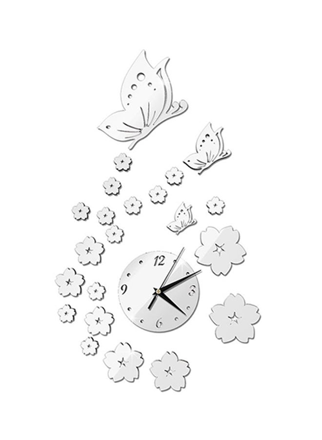 OUTAD Mirror 3D Clock CA005 Wall Stickers Silver - Image 1