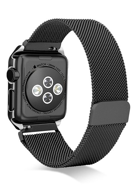 Milanese Loop Stainless Steel Strap With Magnetic Clasp For Apple Watch 38 mm Series 1/2/3 Black
