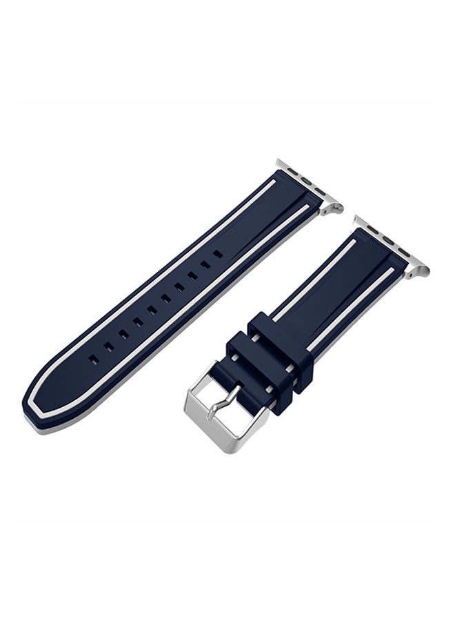Generic - Replacement Silicone Band For Apple Watch Series 1/2/3 42mm Blue/White - Image 1