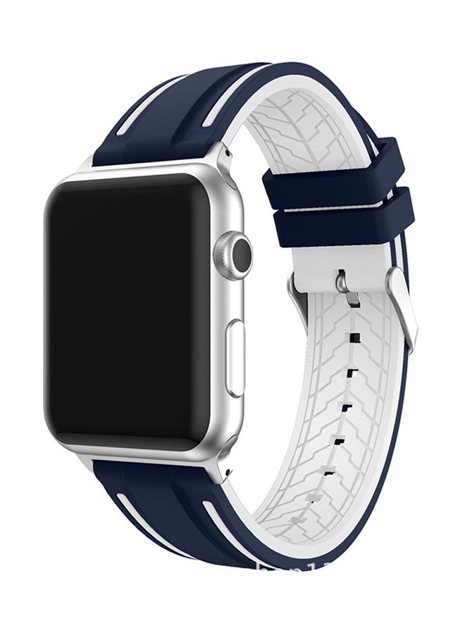 Generic - Replacement Silicone Band For Apple Watch Series 1/2/3 42mm Blue/White - Image 1