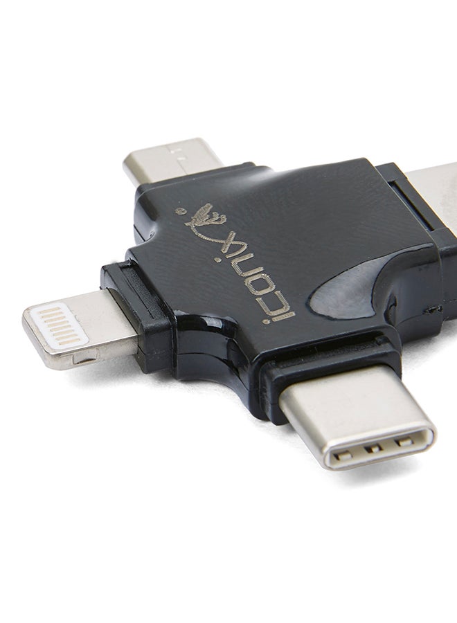 OTG Card Reader For Lightning/MicroUSB/Type-C To PC Black