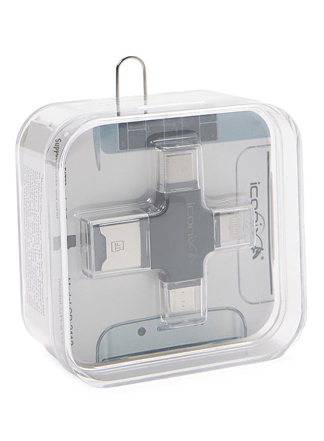 OTG Card Reader For Lightning/MicroUSB/Type-C To PC Black