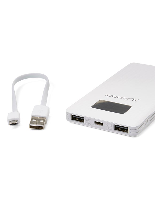 6000.0 mAh Power Bank With LCD Indicator, Ultra-Fast Dual 2.4A USB Port And Overcharging Protection For Smartphones, Tablets, Bluetooth Devices, GPS White
