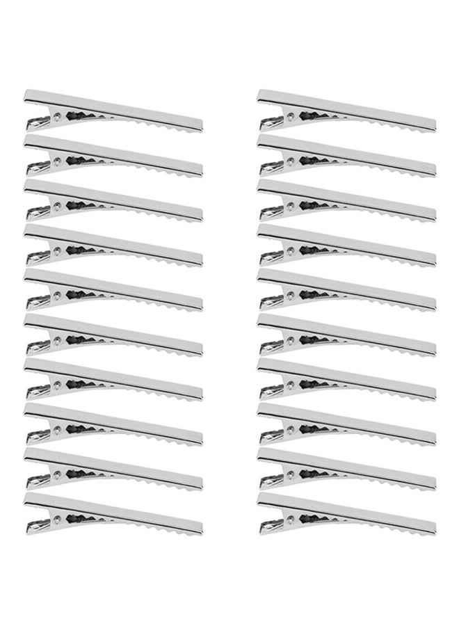 20-Piece Crocodile Teeth Hair Clips Silver 55 x 7mm - Image 1