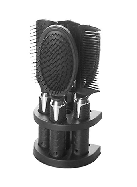 Set Of Salon Hair Comb And Mirror Holder Black