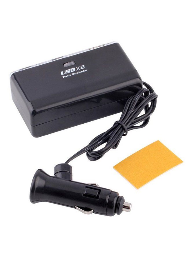 OUTAD Dual USB Port 2 Way Auto Car Cigarette Lighter Black - Image 1