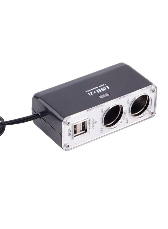 OUTAD Dual USB Port 2 Way Auto Car Cigarette Lighter Black - Image 2