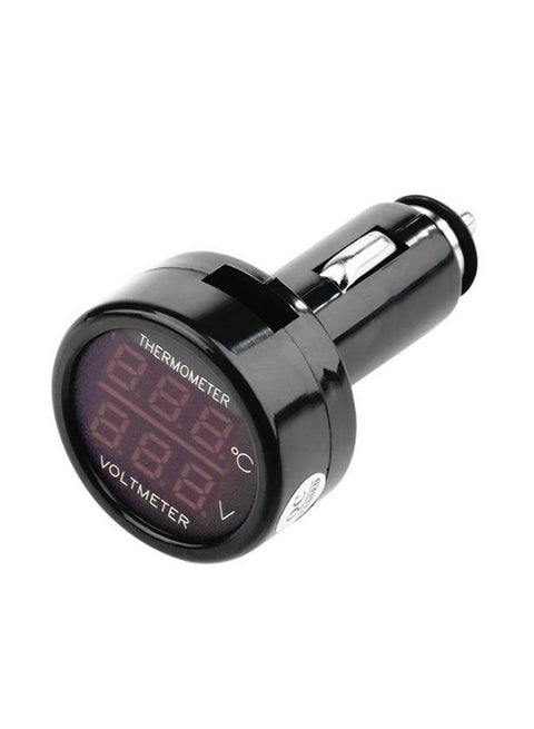 2-In-1 Car Dual Display LED Thermometer/Voltmeter/Temperature With Cigarette Lighter