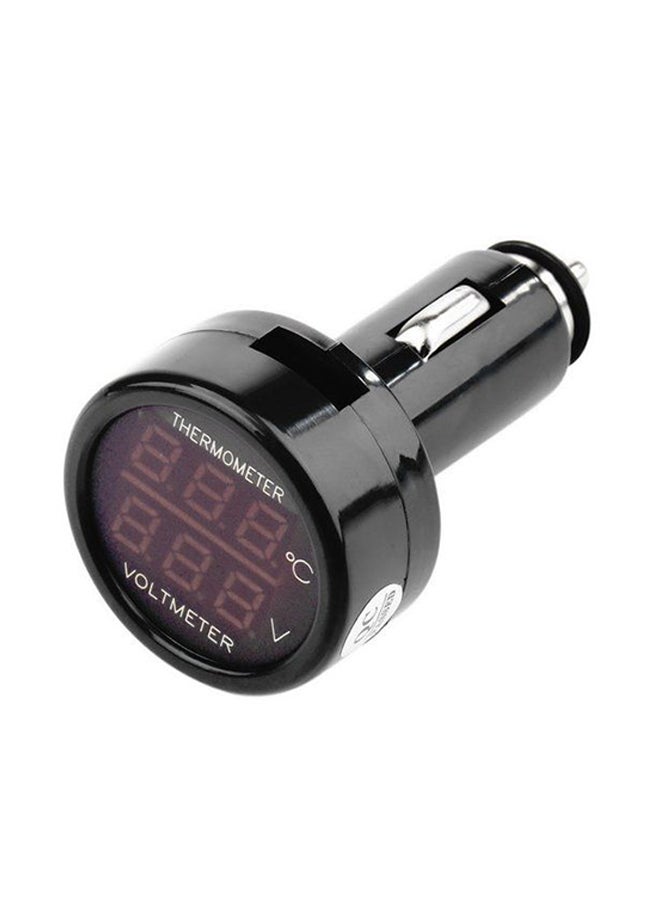 2-In-1 Car Dual Display LED Thermometer/Voltmeter/Temperature With Cigarette Lighter