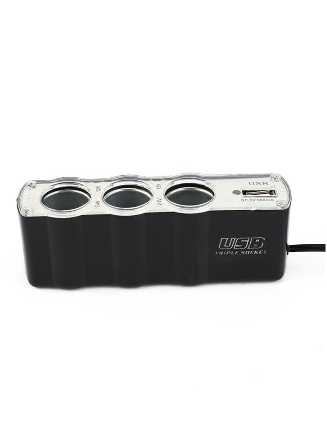OUTAD Universal 3 Way Car Charger With Cigarette Lighter Black  - Image 3