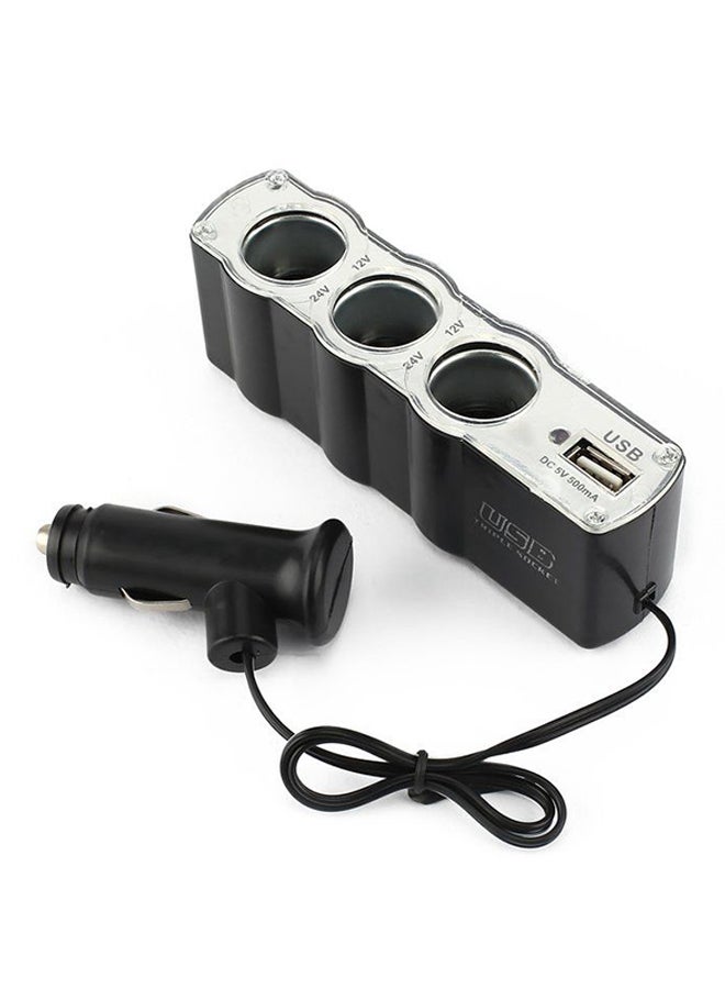 OUTAD Universal 3 Way Car Charger With Cigarette Lighter Black  - Image 5