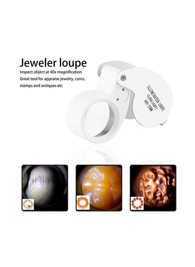 OUTAD Power Jeweler Illuminated Loupe LED Loop Magnifying Glass White 40x25mm - Image 3