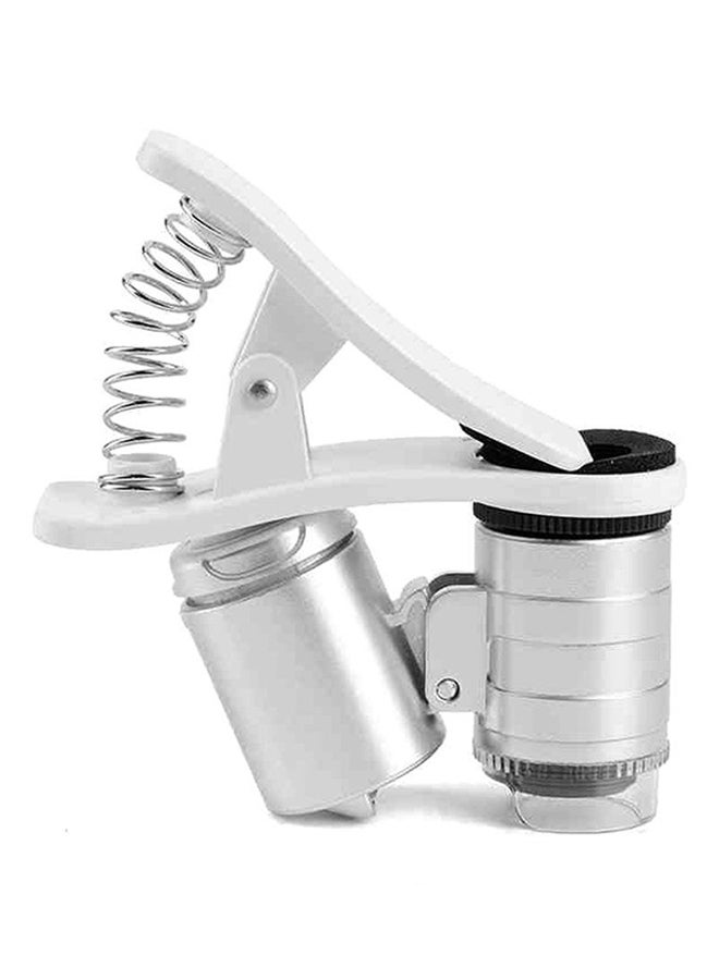 OUTAD 60X Pocket Microscope Magnifier LED Loupe Glass Silver 65mm - Image 1