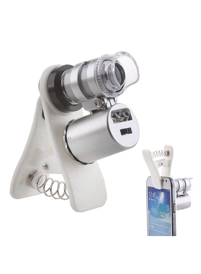 OUTAD 60X Pocket Microscope Magnifier LED Loupe Glass Silver 65mm - Image 2