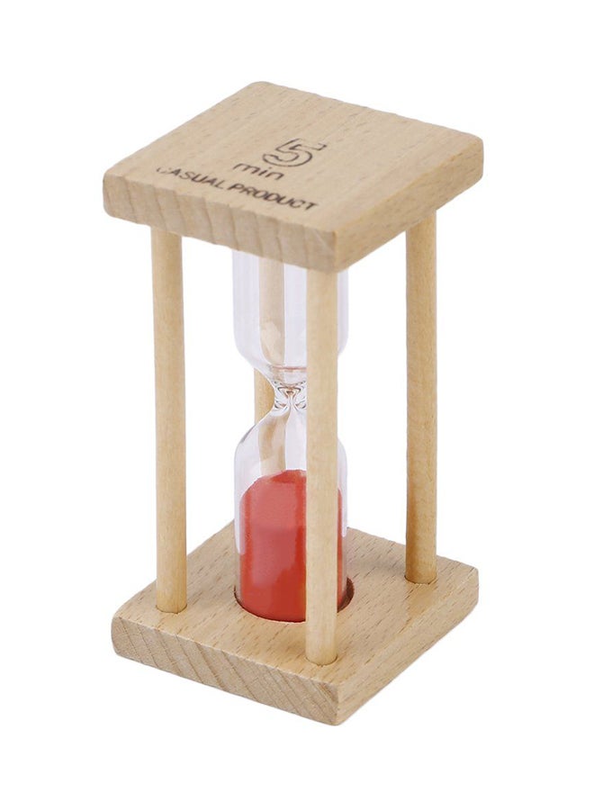 OUTAD Wooden Hourglass Sand Clock Timer Beige/Red 85x42x42mm  - Image 2