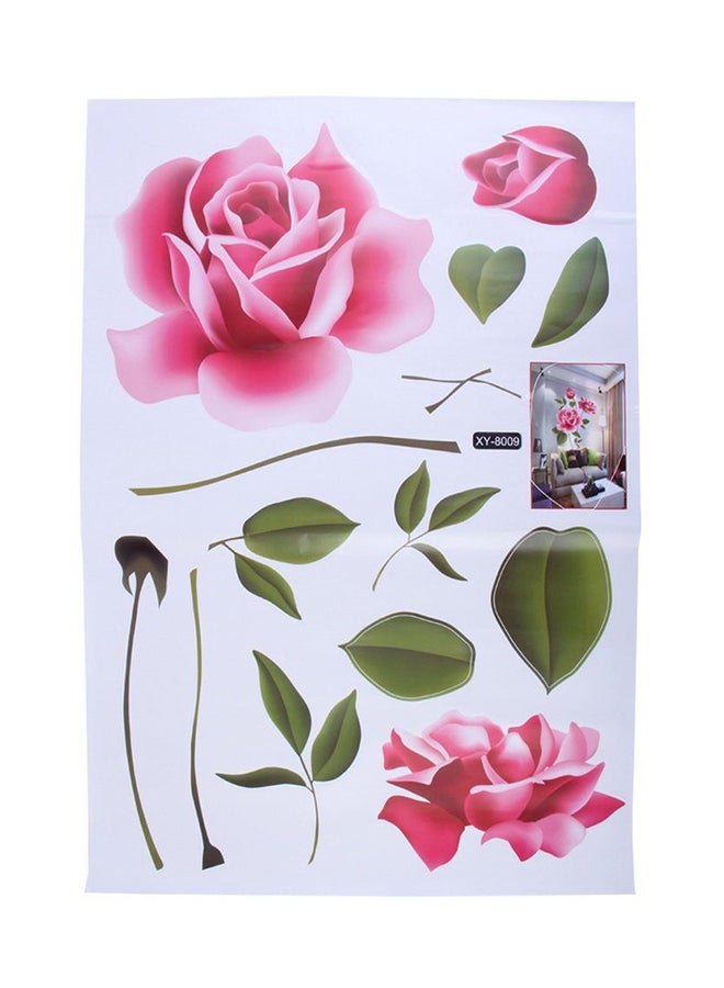 OUTAD Rose Flower Removable Art Decoration Wall Stickers Pink - Image 1