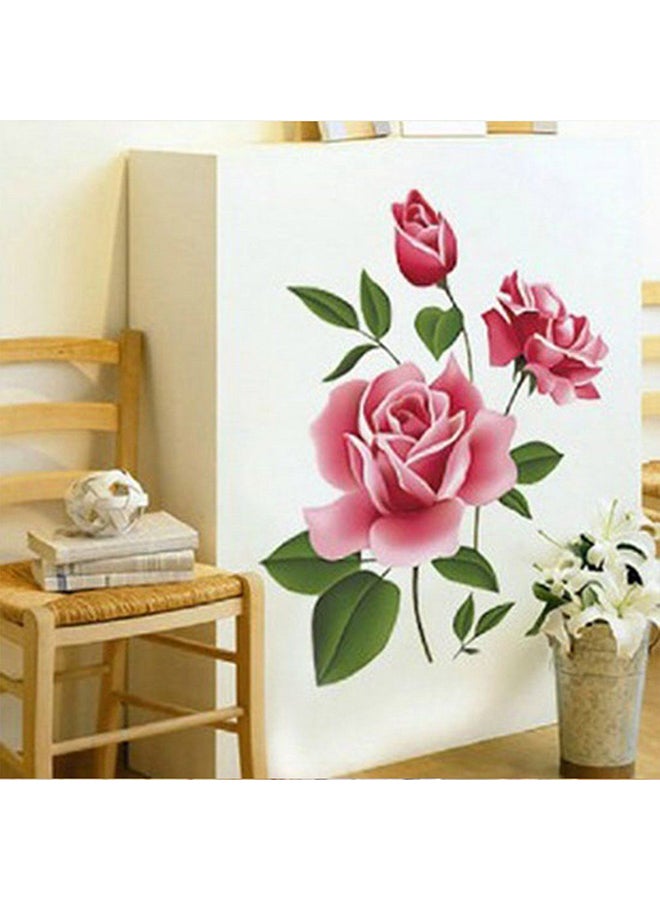 OUTAD Rose Flower Removable Art Decoration Wall Stickers Pink - Image 2