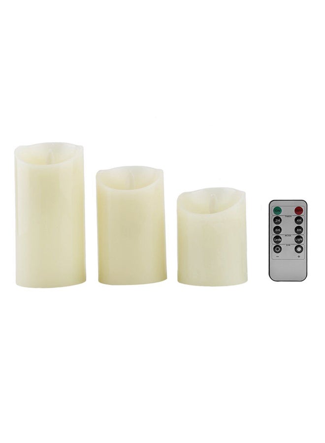 3-Piece Flickering Flameless LED Tea Candle Light Set White  - Image 1