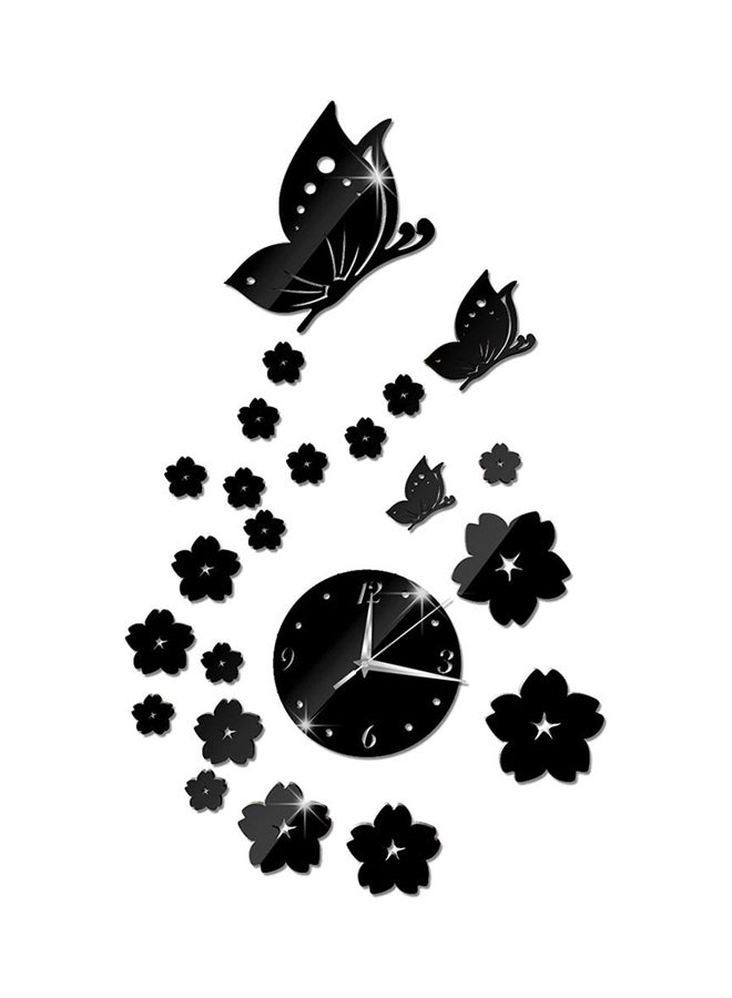 OUTAD 3D Butterfly Pattern Wall Clock Stickers Black - Image 1