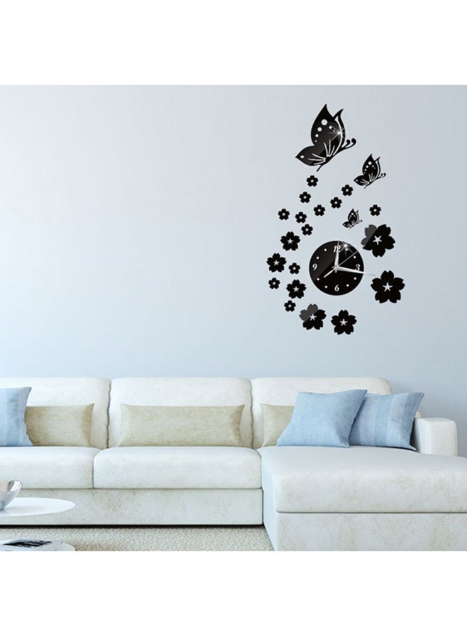 OUTAD 3D Butterfly Pattern Wall Clock Stickers Black - Image 2