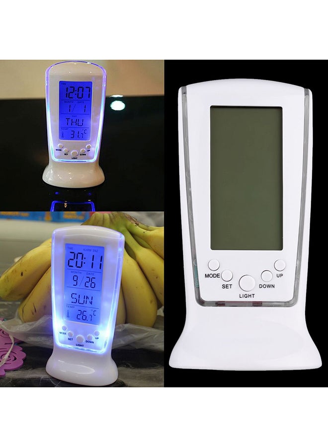 أوتاد ساعة منبه رقمية LED تظهر التقويم أبيض/رمادي  - Image 2