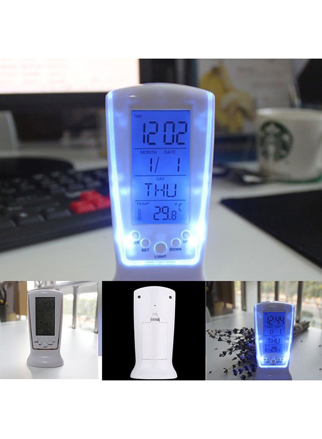 أوتاد ساعة منبه رقمية LED تظهر التقويم أبيض/رمادي  - Image 3