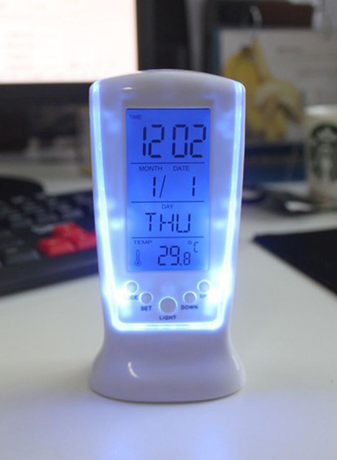 أوتاد ساعة منبه رقمية LED تظهر التقويم أبيض/رمادي  - Image 4