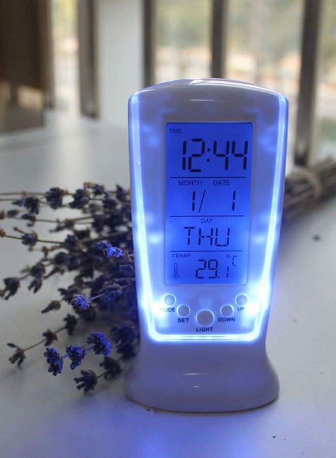 أوتاد ساعة منبه رقمية LED تظهر التقويم أبيض/رمادي  - Image 5
