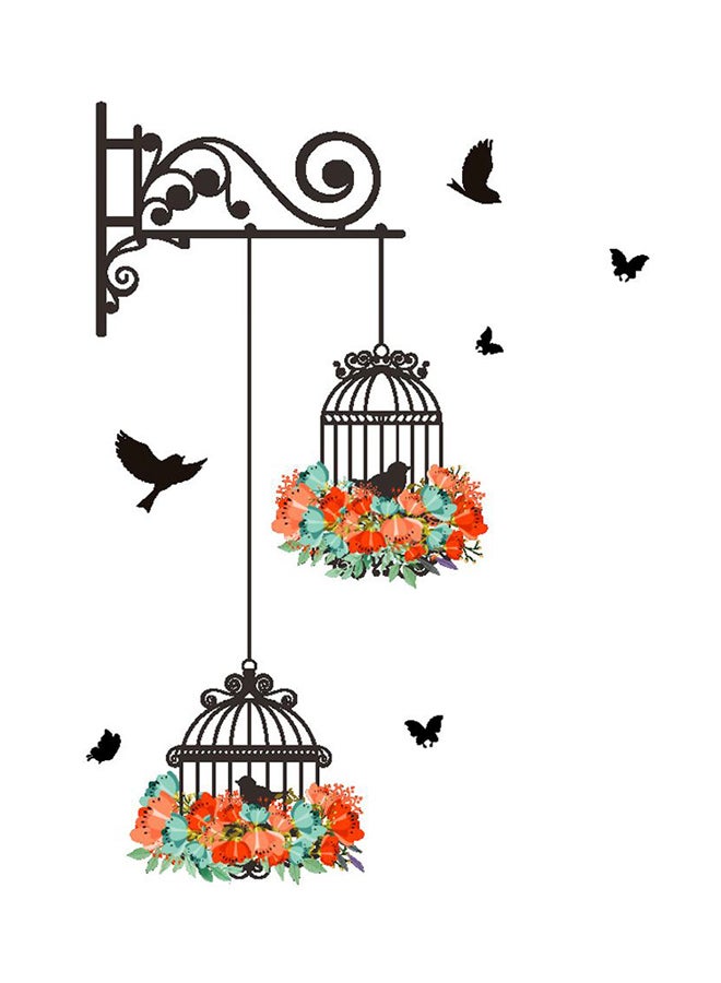 OUTAD Decorative Removable Birdcage Background Painting Wall Stickers Multicolour 76x56cm - Image 1