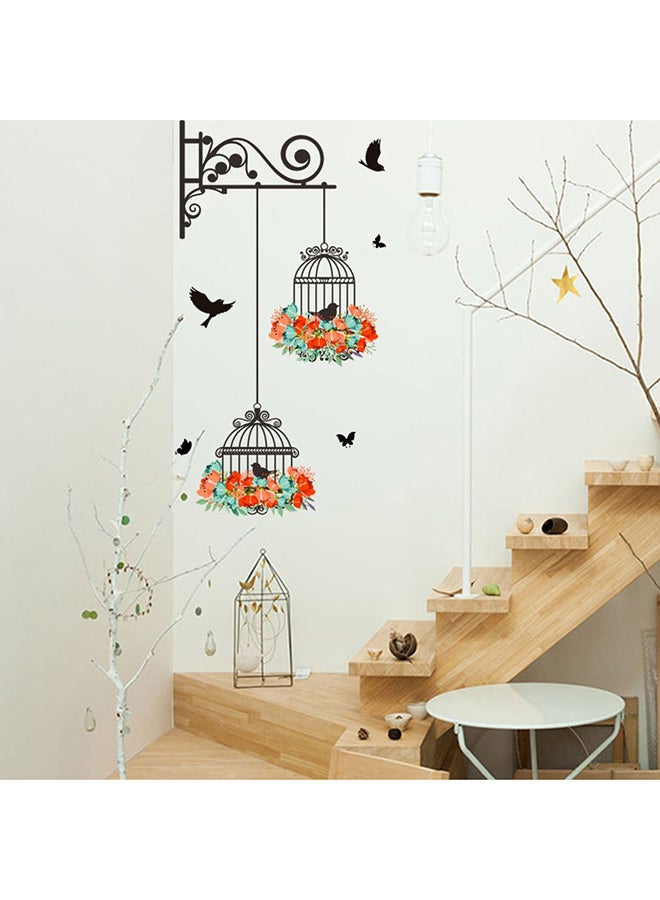 OUTAD Decorative Removable Birdcage Background Painting Wall Stickers Multicolour 76x56cm - Image 2