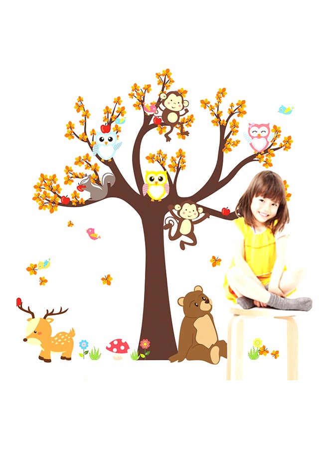 OUTAD Self-Adhesive Eco-Friendly Unique Forest Animal Monkey Owls Tree Wall Sticker Multicolour 90x1x30cm  - Image 2
