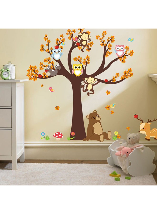OUTAD Self-Adhesive Eco-Friendly Unique Forest Animal Monkey Owls Tree Wall Sticker Multicolour 90x1x30cm  - Image 3
