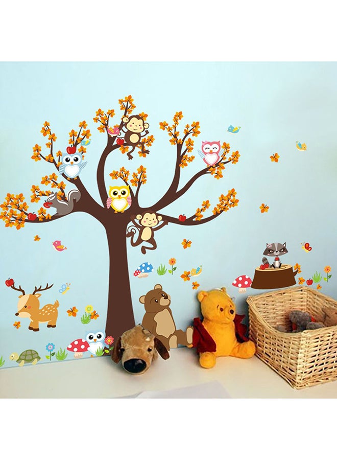 OUTAD Self-Adhesive Eco-Friendly Unique Forest Animal Monkey Owls Tree Wall Sticker Multicolour 90x1x30cm  - Image 4