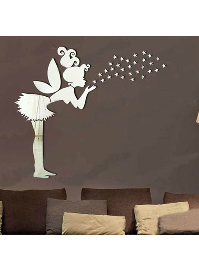 OUTAD Angel Magic Fairy And Stars 3D Mirror Wall Sticker Silver - Image 4