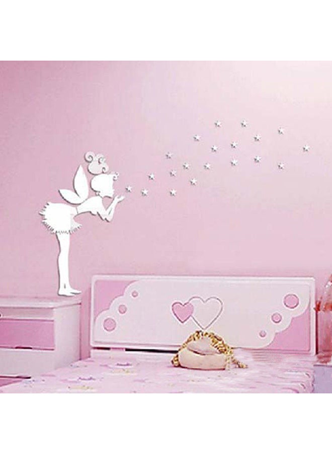 OUTAD Angel Magic Fairy And Stars 3D Mirror Wall Sticker Silver - Image 5