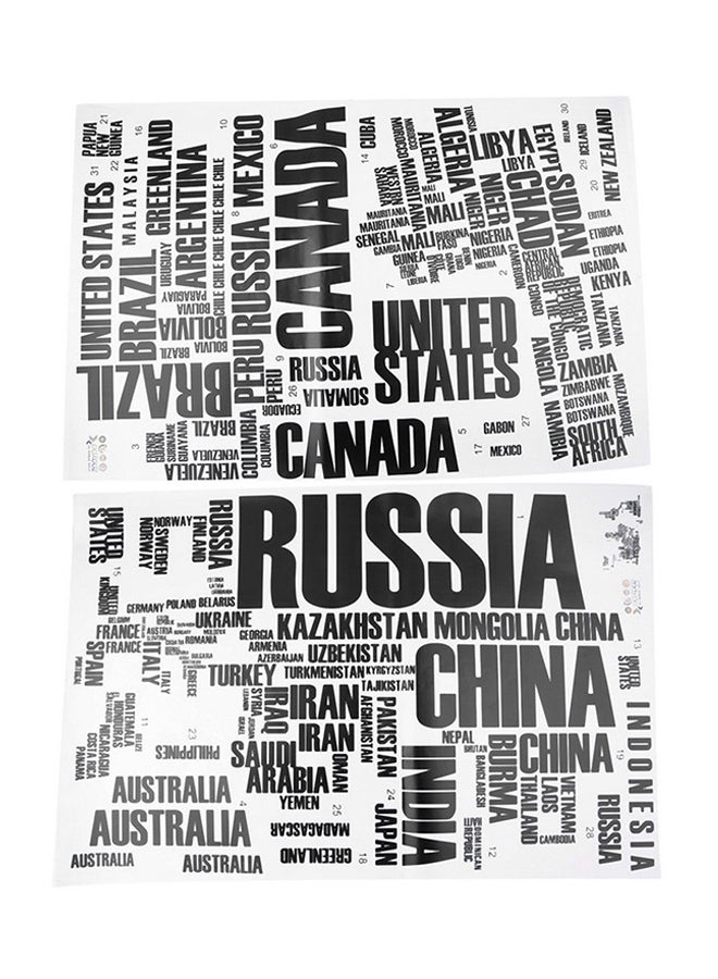 OUTAD Removable World Map Letter Wall Sticker Black/White - Image 2