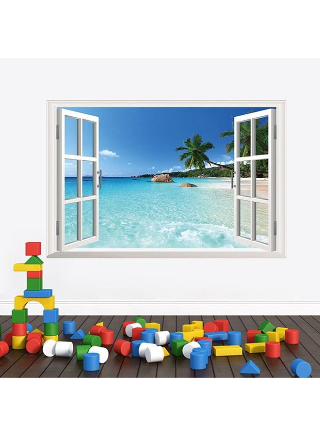 OUTAD Removable Beach Resort 3D Window View Wall Sticker Multicolour 31x24inch - Image 2