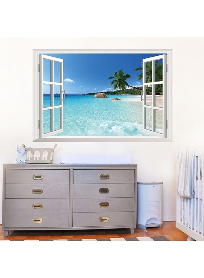 OUTAD Removable Beach Resort 3D Window View Wall Sticker Multicolour 31x24inch - Image 4