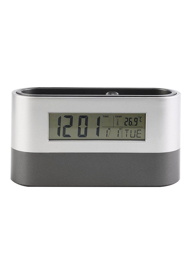 OUTAD Digital Alarm Clock With Pen Holder Silver/Grey - Image 4