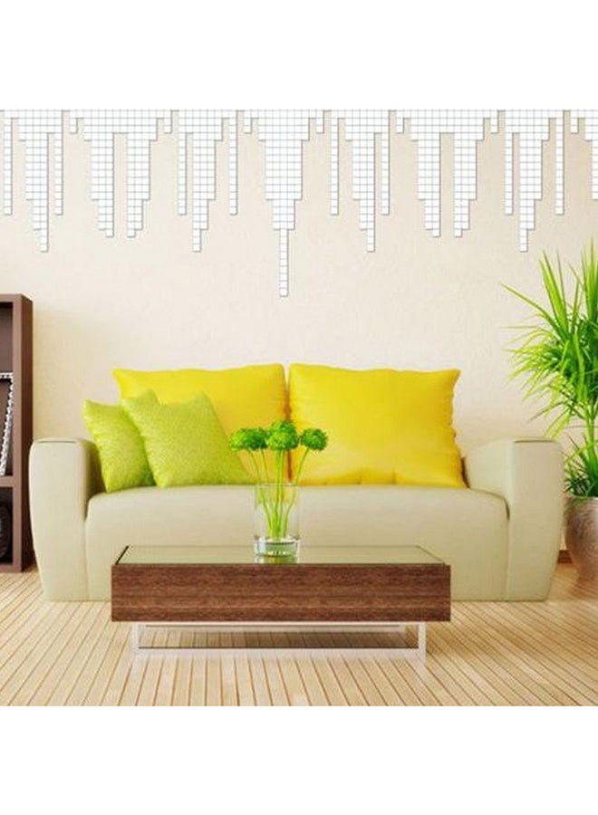 OUTAD 100-Piece 3D Mosaic Mirror Self-Adhesive Wall Tiles Stickers Set Silver - Image 2