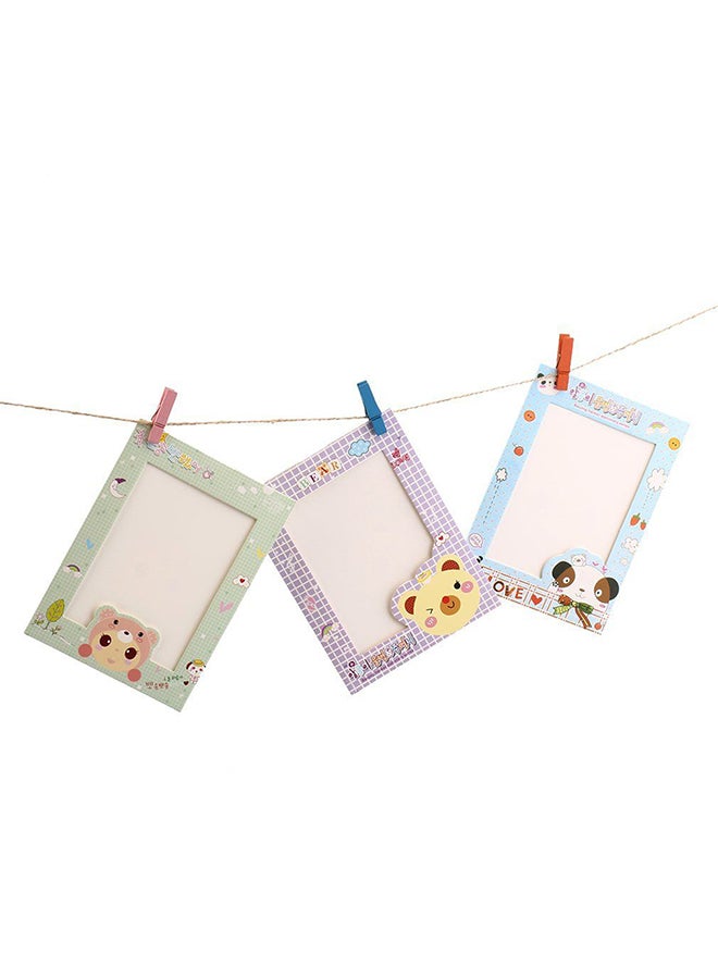 OUTAD 9-Piece Cartoon Animal Hanging Photo Frames With Clip and Rope Set Multicolour 6inch - Image 3