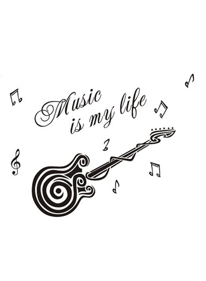OUTAD Music Is My life Guitar Pattern Wall Sticker Black/White  - Image 1