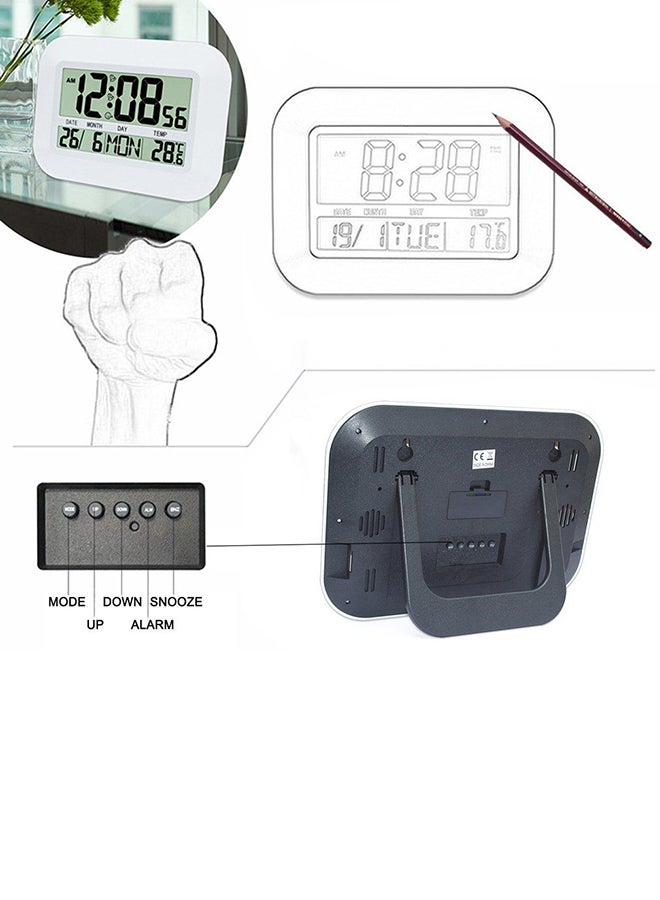 OUTAD LCD Display Digital Calendar Hanging Clock White - Image 2